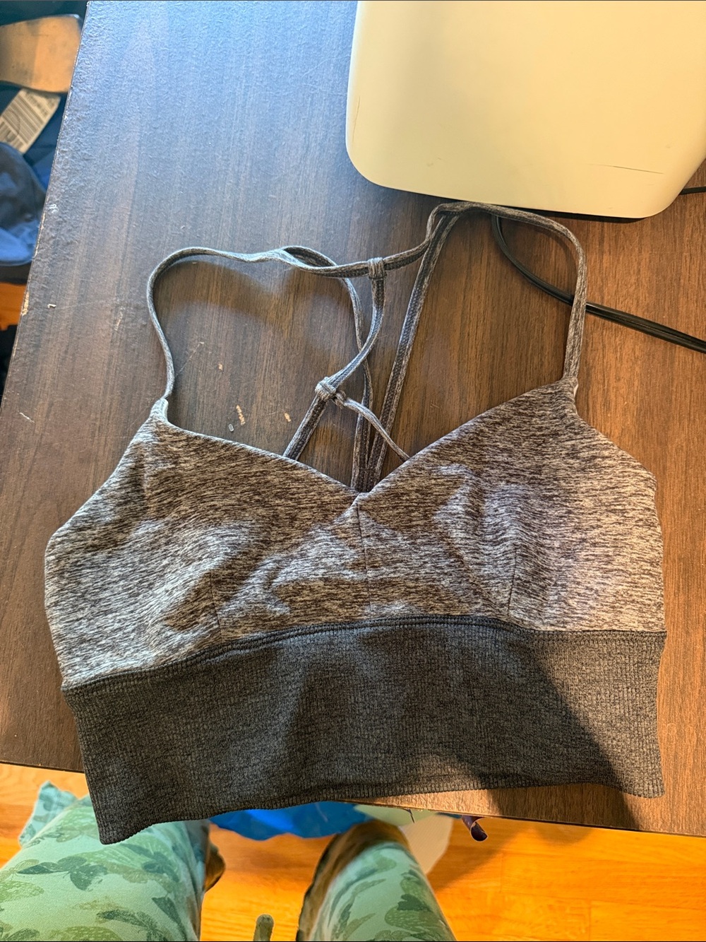 ALO Yoga Heather Gray Strappy Sports Bralette